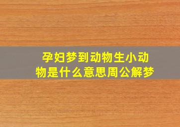 孕妇梦到动物生小动物是什么意思周公解梦