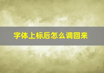 字体上标后怎么调回来