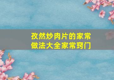 孜然炒肉片的家常做法大全家常窍门