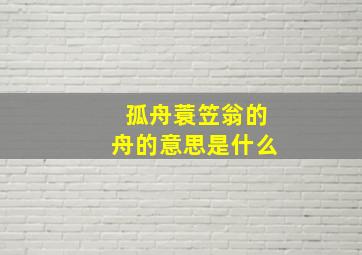 孤舟蓑笠翁的舟的意思是什么