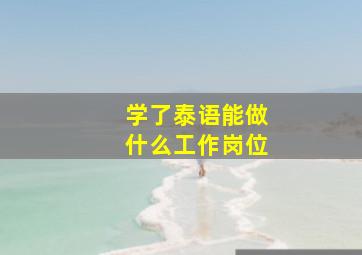 学了泰语能做什么工作岗位