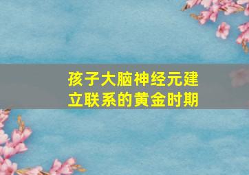 孩子大脑神经元建立联系的黄金时期