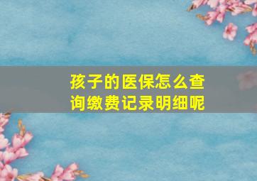 孩子的医保怎么查询缴费记录明细呢