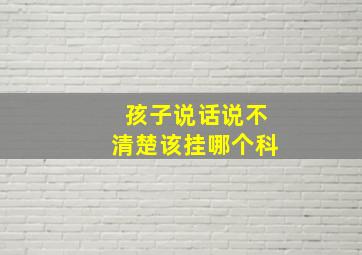 孩子说话说不清楚该挂哪个科