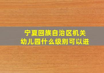 宁夏回族自治区机关幼儿园什么级别可以进