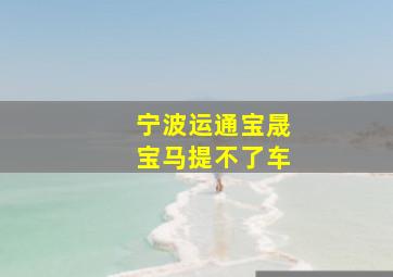 宁波运通宝晟宝马提不了车