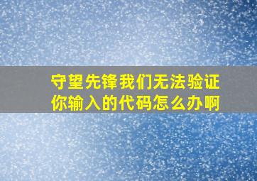 守望先锋我们无法验证你输入的代码怎么办啊