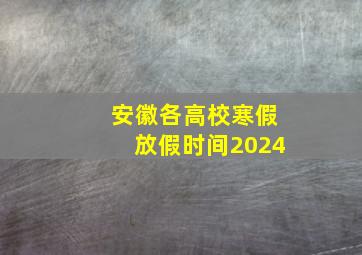 安徽各高校寒假放假时间2024