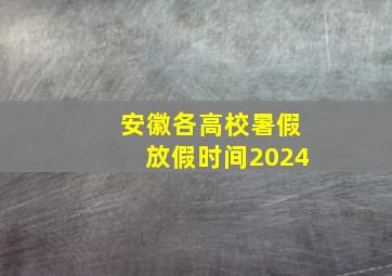 安徽各高校暑假放假时间2024