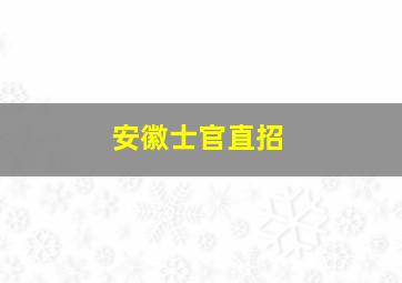 安徽士官直招