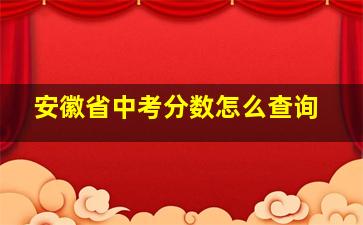 安徽省中考分数怎么查询