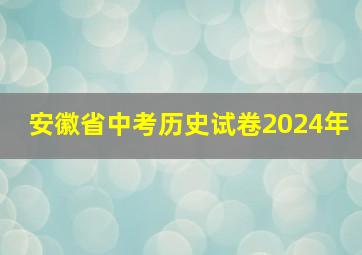 安徽省中考历史试卷2024年