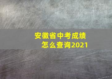 安徽省中考成绩怎么查询2021