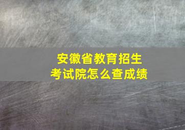 安徽省教育招生考试院怎么查成绩