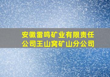 安徽雷鸣矿业有限责任公司王山窝矿山分公司