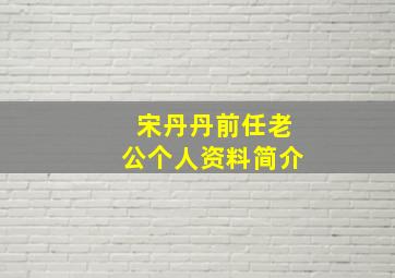 宋丹丹前任老公个人资料简介