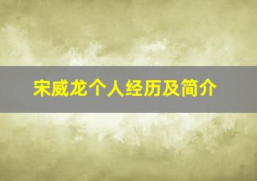 宋威龙个人经历及简介