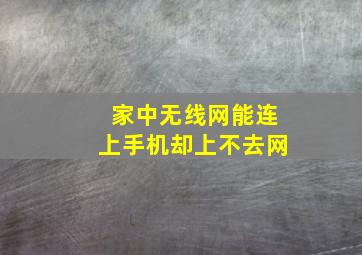 家中无线网能连上手机却上不去网