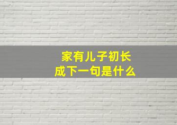 家有儿子初长成下一句是什么