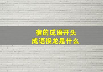 宿的成语开头成语接龙是什么