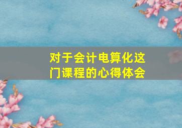 对于会计电算化这门课程的心得体会