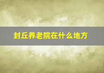 封丘养老院在什么地方