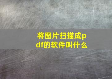 将图片扫描成pdf的软件叫什么