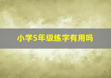 小学5年级练字有用吗