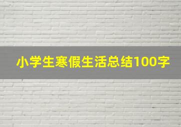 小学生寒假生活总结100字