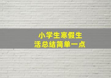 小学生寒假生活总结简单一点