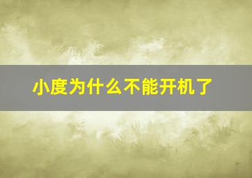 小度为什么不能开机了