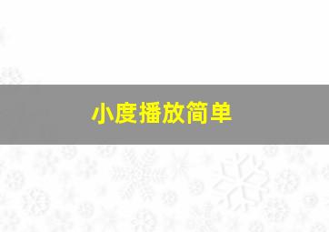 小度播放简单