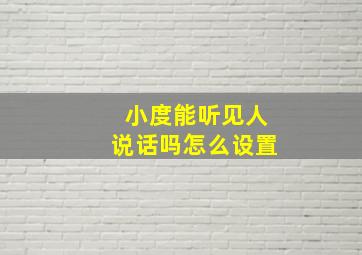 小度能听见人说话吗怎么设置