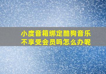 小度音箱绑定酷狗音乐不享受会员吗怎么办呢