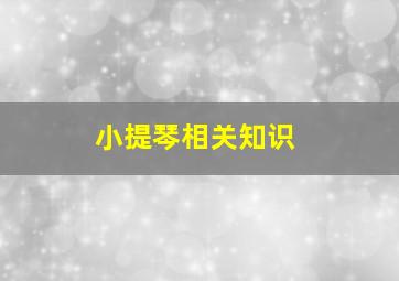 小提琴相关知识