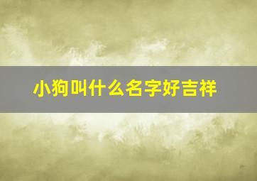 小狗叫什么名字好吉祥