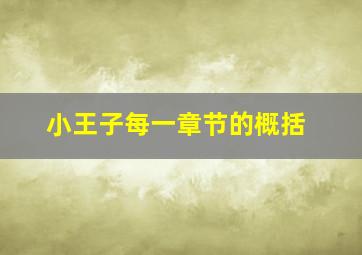 小王子每一章节的概括