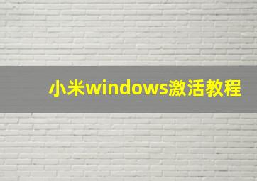 小米windows激活教程