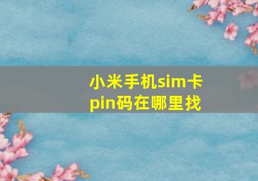 小米手机sim卡pin码在哪里找