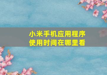 小米手机应用程序使用时间在哪里看