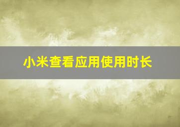 小米查看应用使用时长