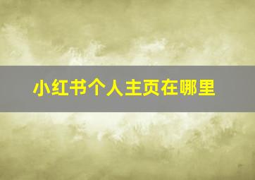 小红书个人主页在哪里