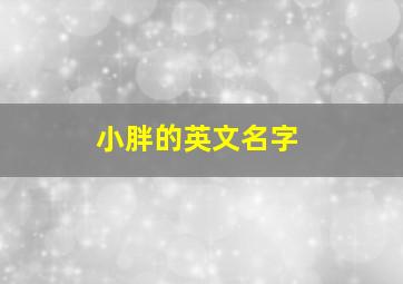 小胖的英文名字