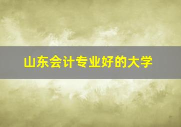 山东会计专业好的大学