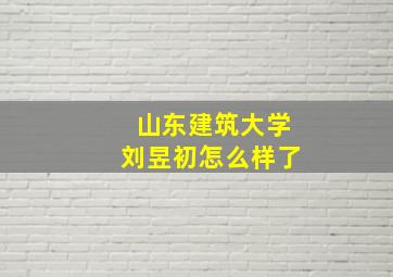 山东建筑大学刘昱初怎么样了