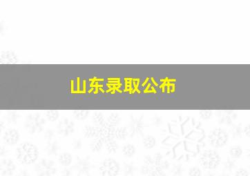 山东录取公布