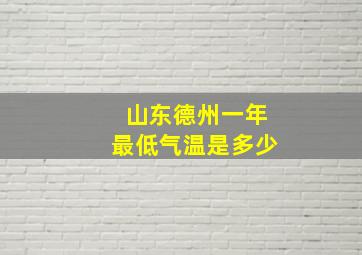 山东德州一年最低气温是多少