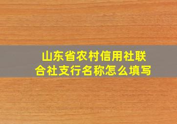 山东省农村信用社联合社支行名称怎么填写