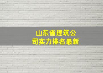 山东省建筑公司实力排名最新