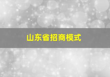 山东省招商模式